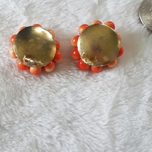 Beautiful Coral Beaded Clip on earrings - Picture 5 of 5
